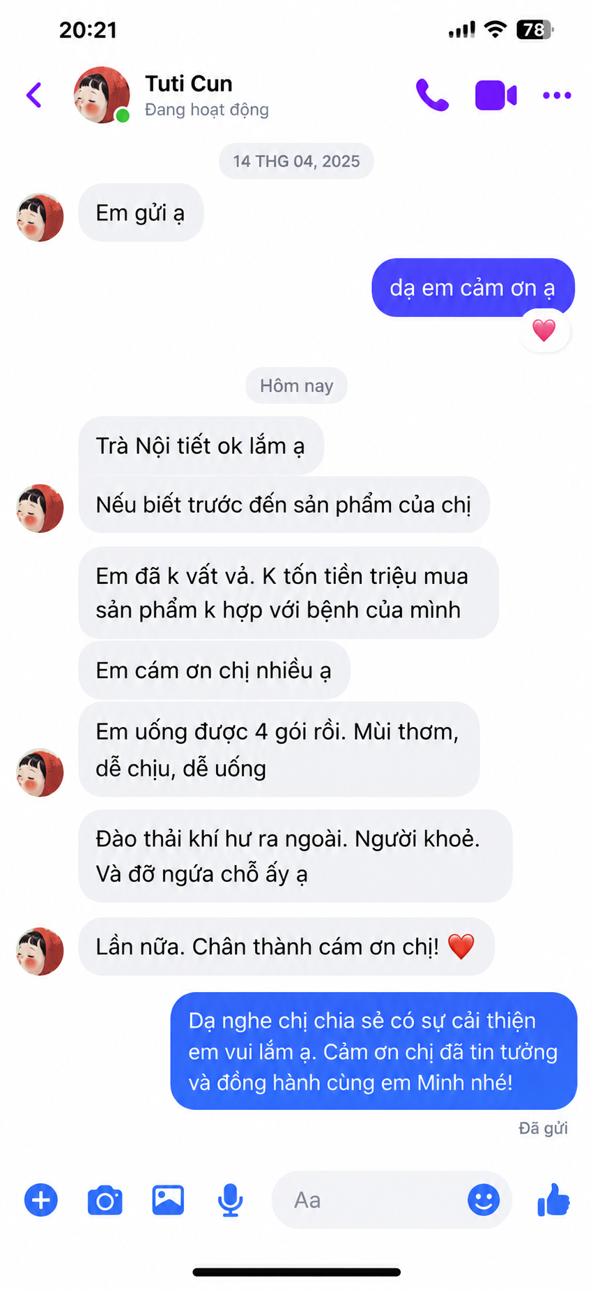 Ảnh chụp màn hình tin nhắn khách hàng 3