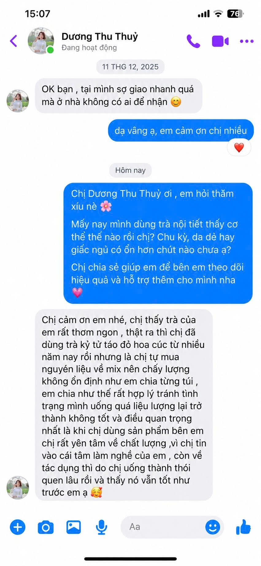 Ảnh chụp màn hình tin nhắn khách hàng 1