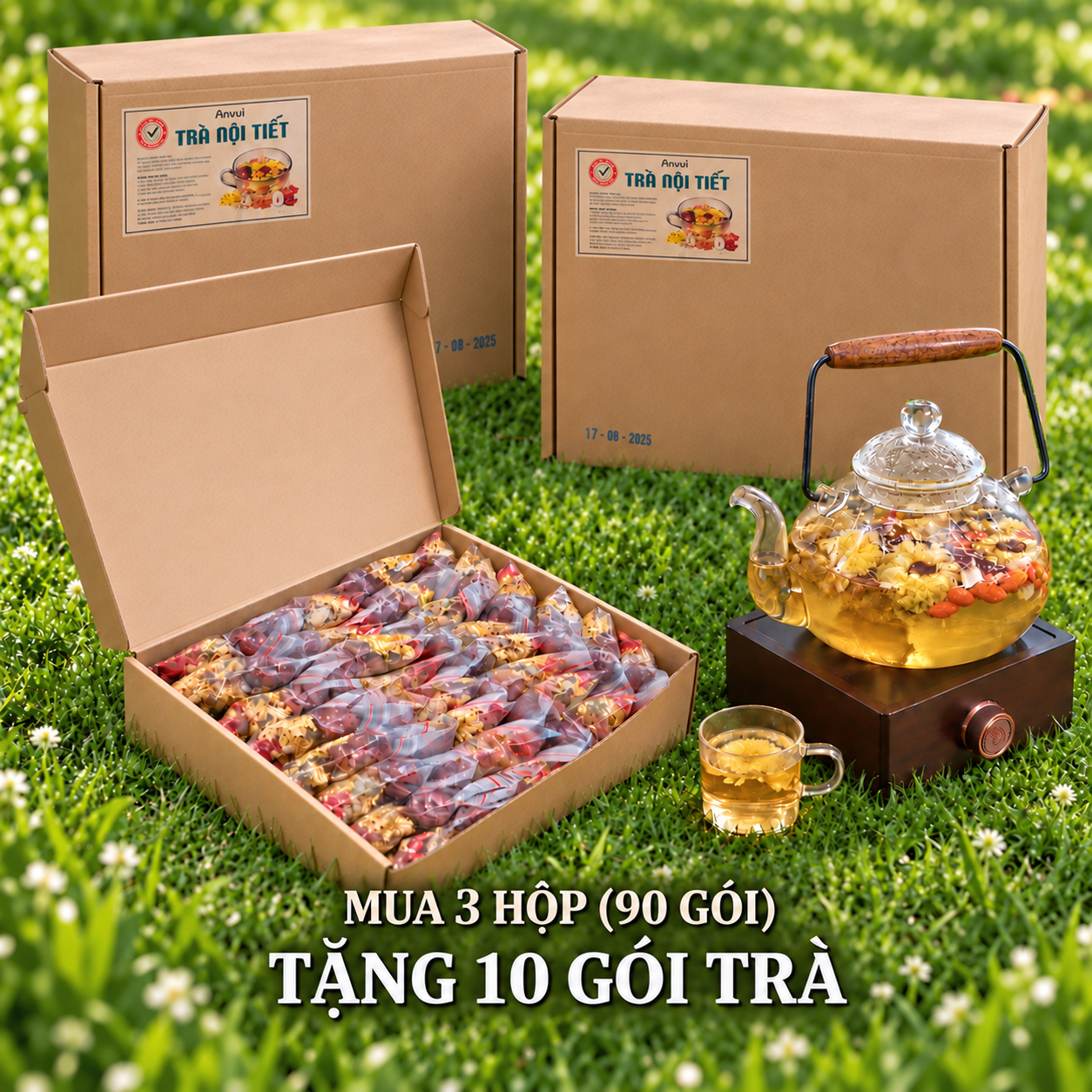 Mua 3 hộp (90 gói) tặng 10 gói trà